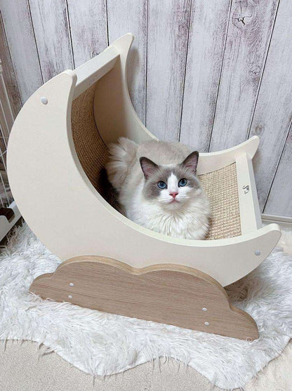 Moon scratching cat bed