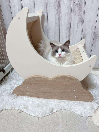 Moon scratching cat bed