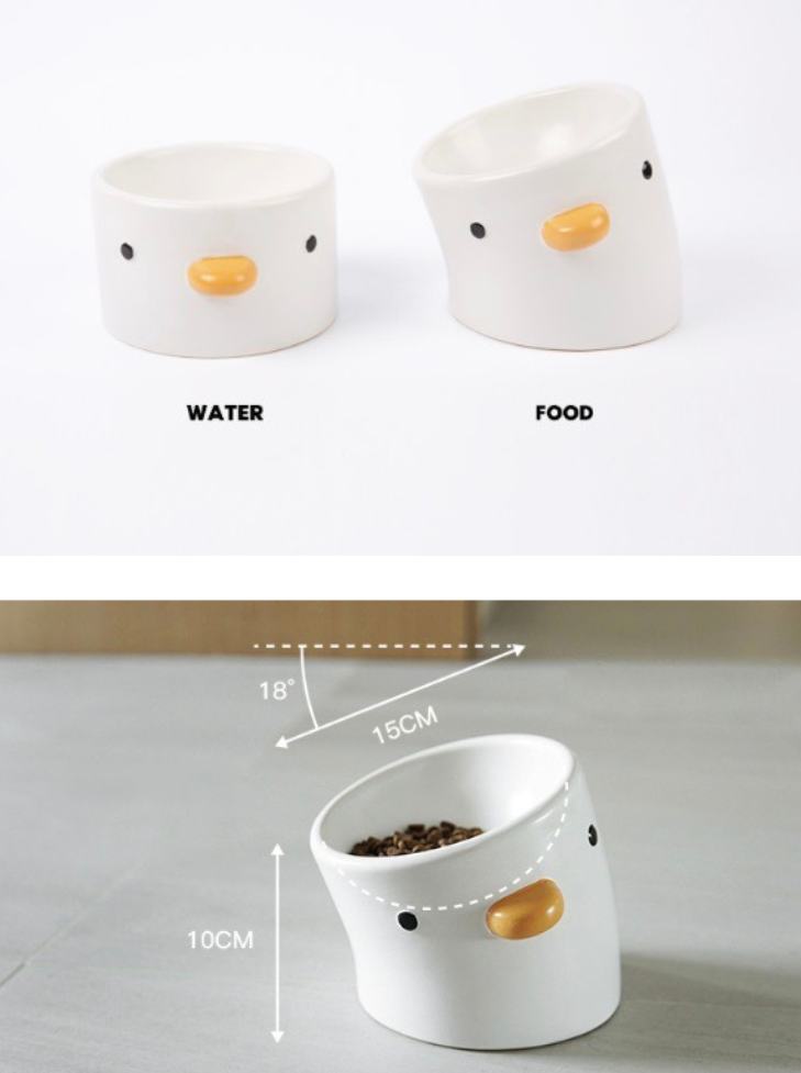 Duck-shaped food and water bowl 