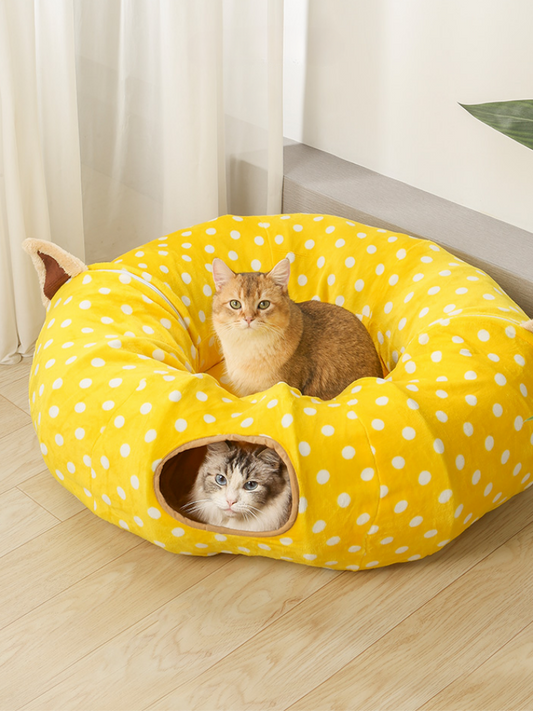 ドットサークルトンネル猫ベッド　ドットハーフトンネル猫ベッド