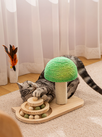 Trackball Cat Toy with Mushroom Scraper 