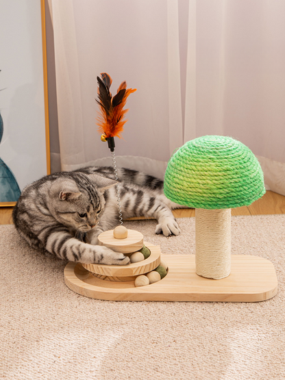 Trackball Cat Toy with Mushroom Scraper 