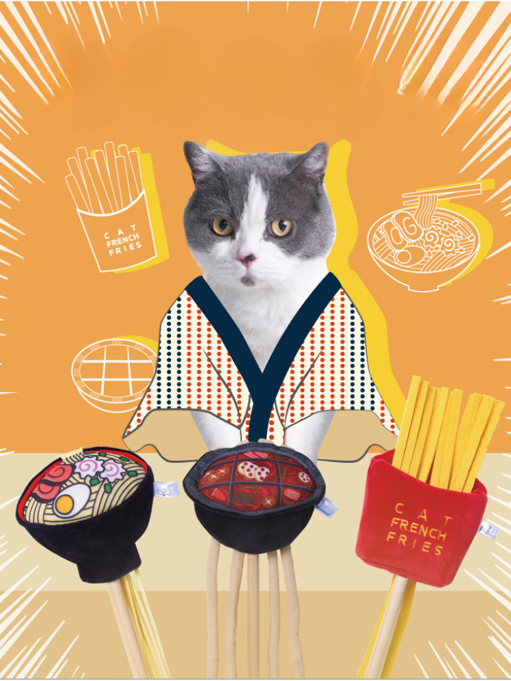 Food Fighter Cat Toy [Motsunabe, Ramen, French Fries]