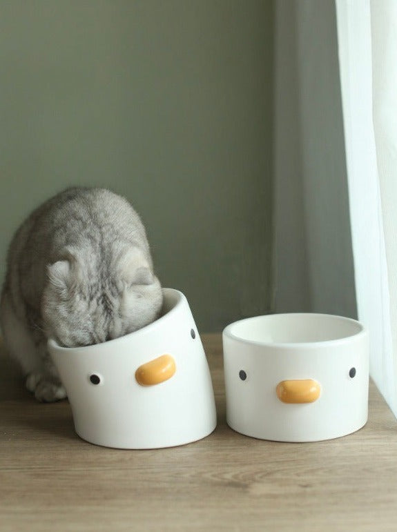 Duck-shaped food and water bowl 