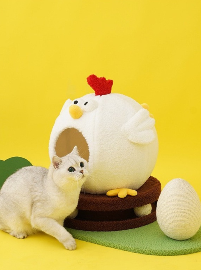 たまご爪とぎ&トラックボールトイ付きニワトリさんキャットハウス たまご爪とぎ&トラックボールトイ付きニワトリさんキャットハウス