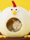 Chicken cat house with egg scratcher and trackball toy 