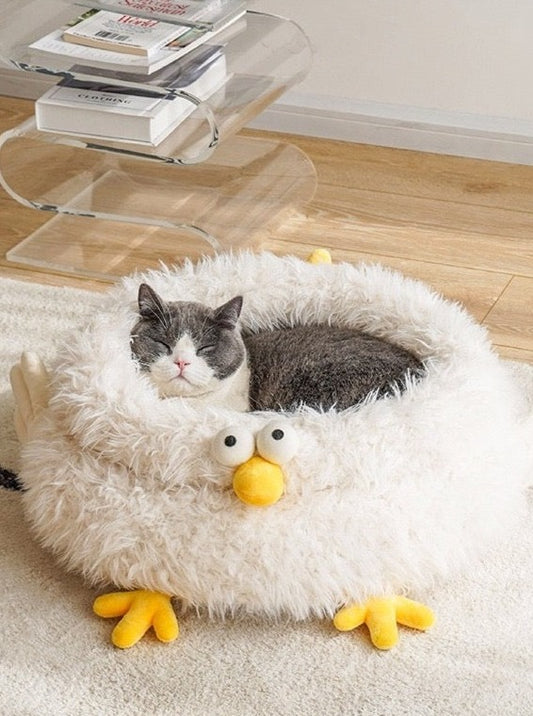 ひよこ風とりの巣型ふわふわ猫ベッド - MOFUCAT