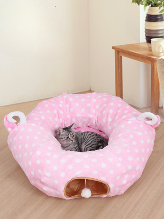 ドットサークルトンネル猫ベッド　ドットハーフトンネル猫ベッド