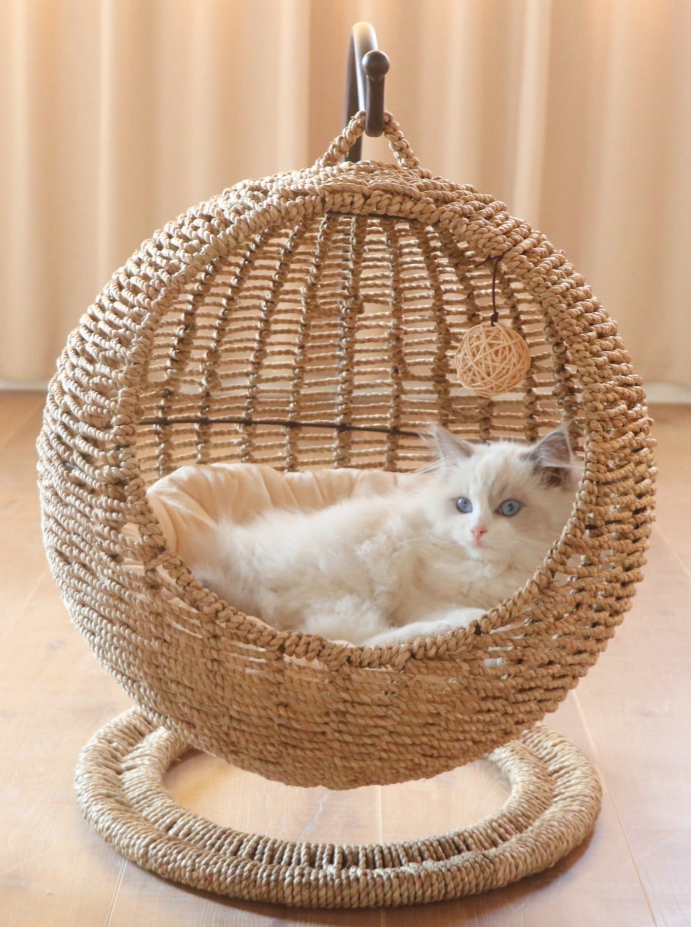 税込】 ペット 猫ベッド ラタン風 ゆりかごベッド MOFUCAT 猫用品 