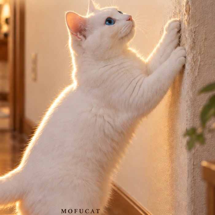 壁で爪をとぐ猫